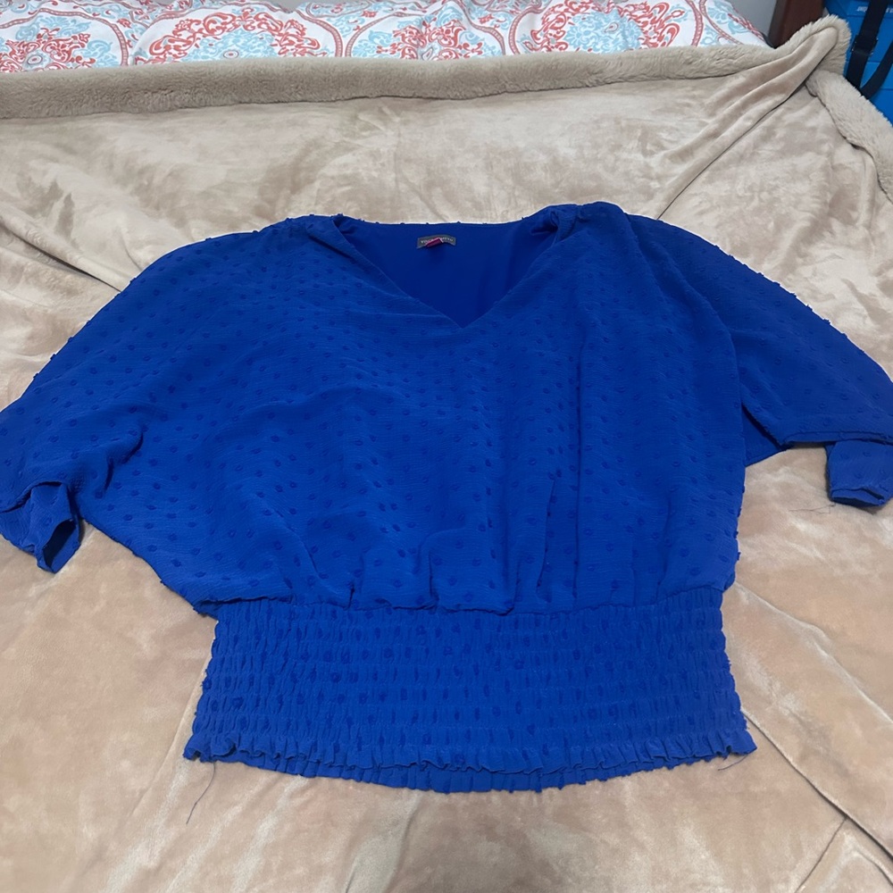 Vince Camuto Royal Blue Textured Blouse M